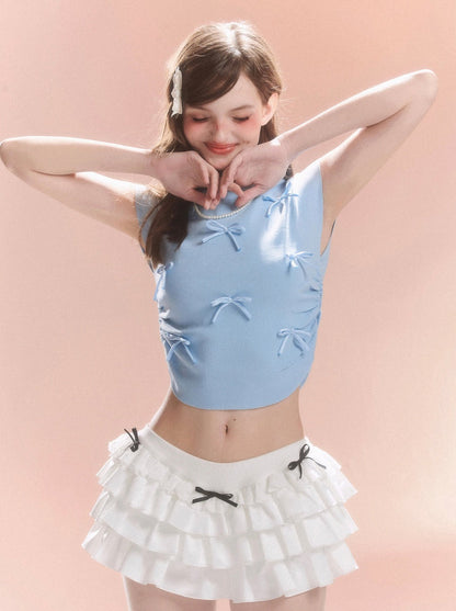 Kurzer Kragen Süßes Band Top Little