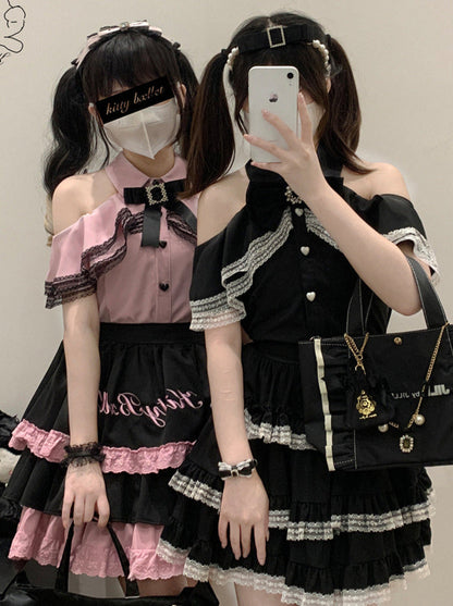 Landmine Off -Shoulder Lace Shirt