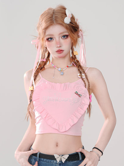 Schlanke Mädchen Kurze Tops Stil Hosenträger Fantasie