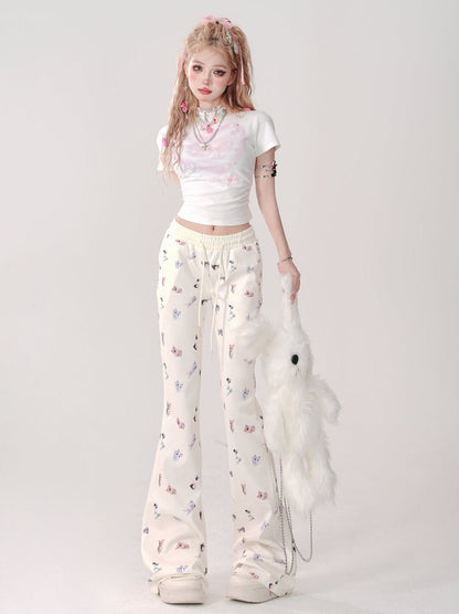 Pants Casual Cat Slim Print