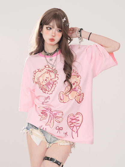 Bear Cute T-Shirt Loose Print