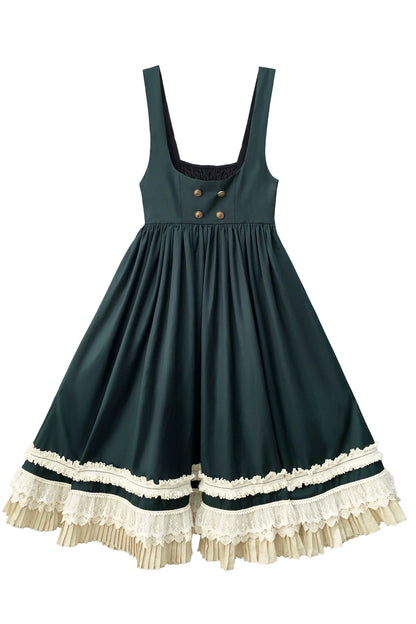 スカートベスト、ビッグシャツ、カレッジブローチ、ウエスタンリボン、パフスリーブ