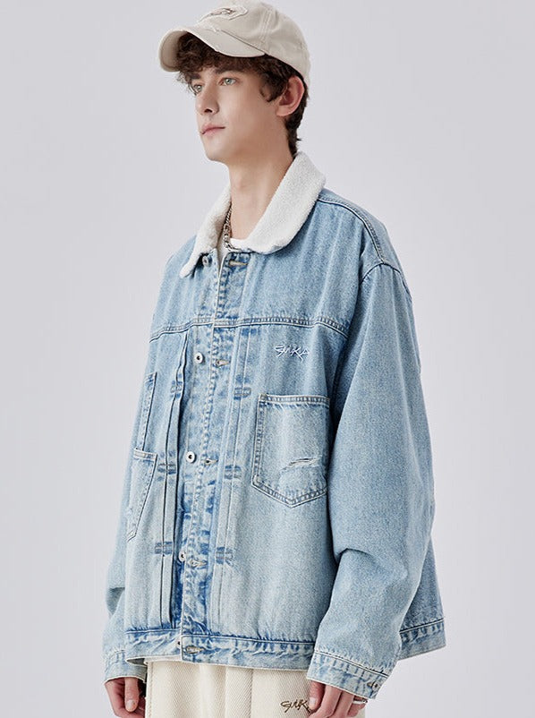 シェルパジャケット デニム ブルー ライト