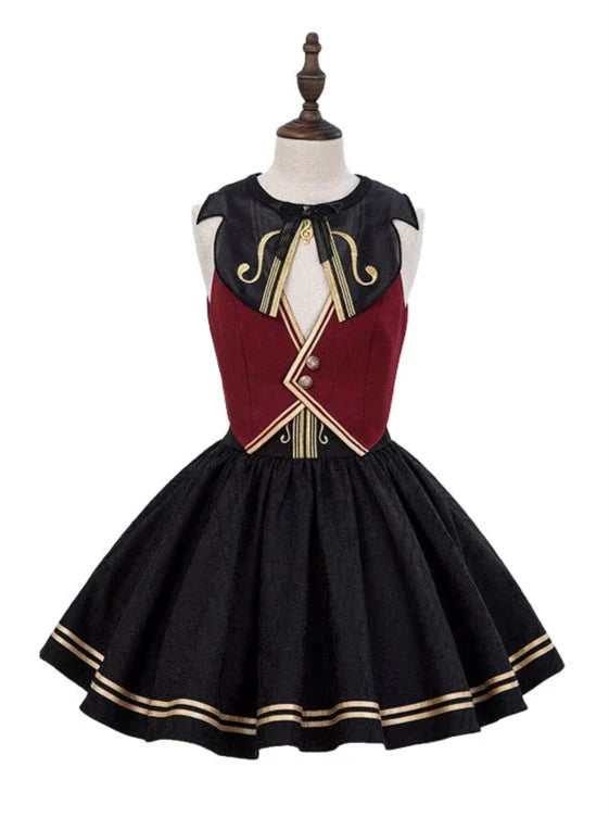 ジャカード刺繍のクラシックコンダクターシャツスカートセットアップ