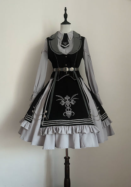 Dark Night Contract Gothic Lolita Dress Set Cloak & Vest