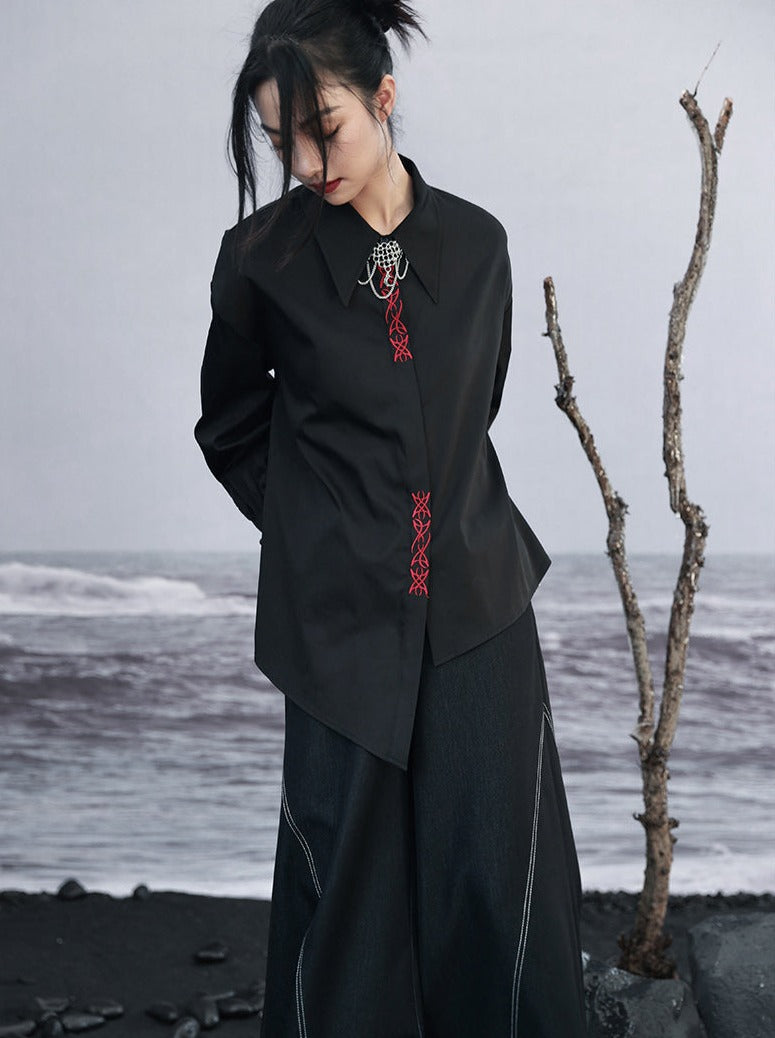 Asymmetric Shirt Loose Mode Slim