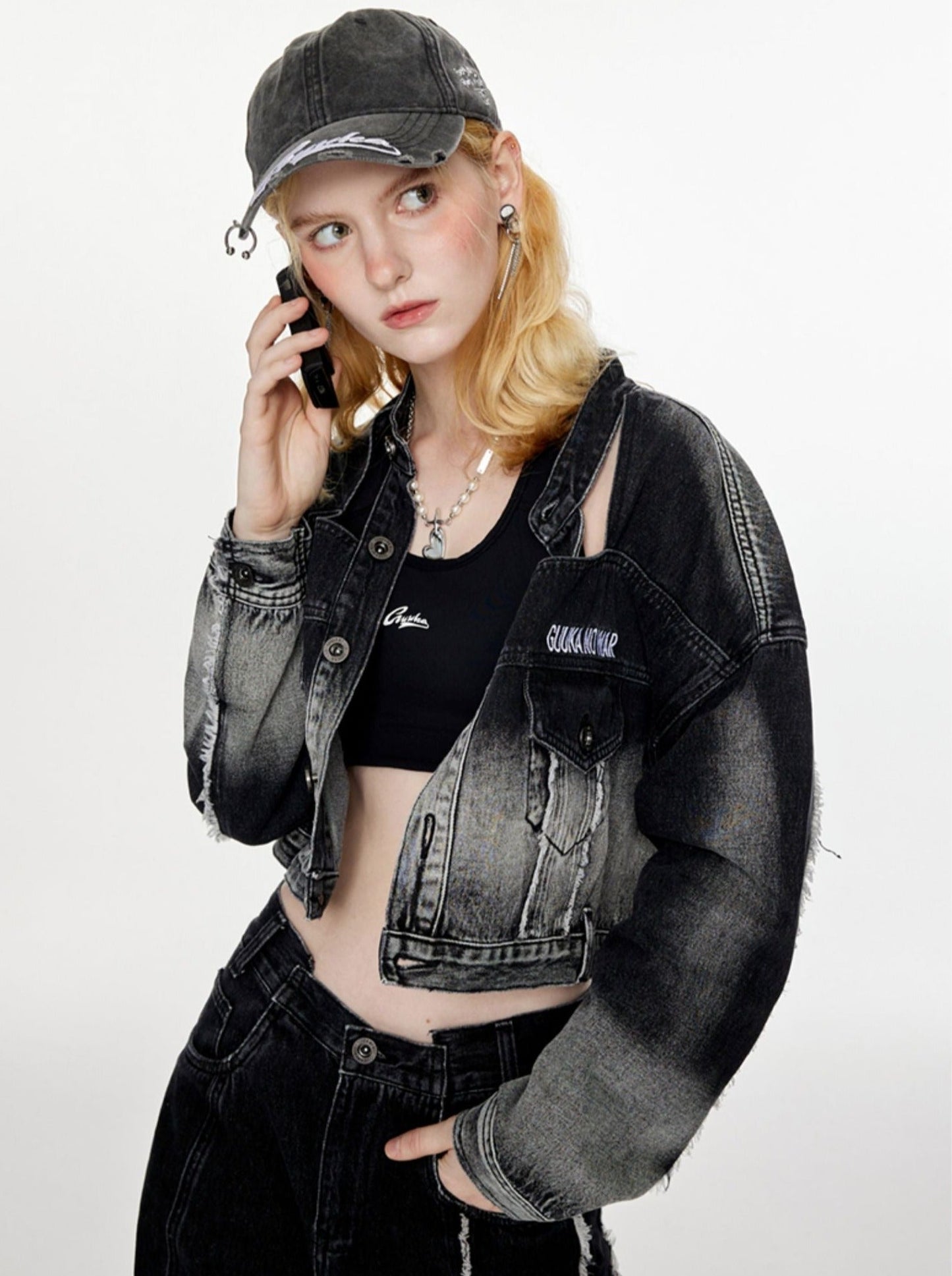 モードジャケット デニム グラデーション ダーク ショート