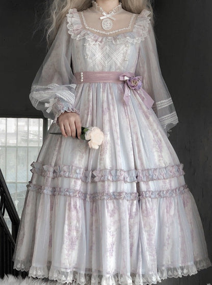 Elegant Chiffon Dress Sheer Lolita