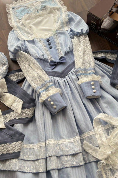 Stickerei Reservierungen Lolita Süßes Kleid Blau
