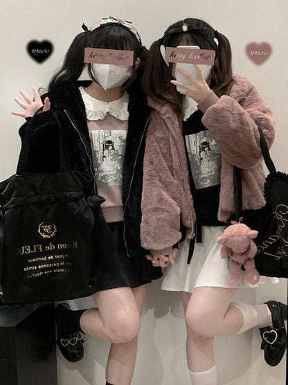 イラストプリントドールカラースウェットシャツ