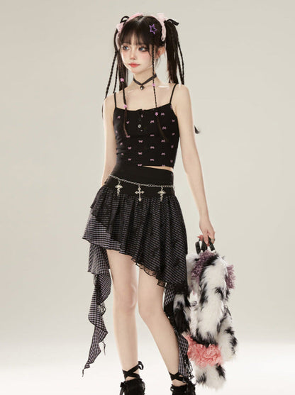 ドレス レイジーシック パンツ カーディガン + ブラック ブーツカット サスペンダー