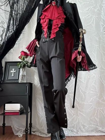 Gothic Prince Lace Splice Tailcoat Jacket