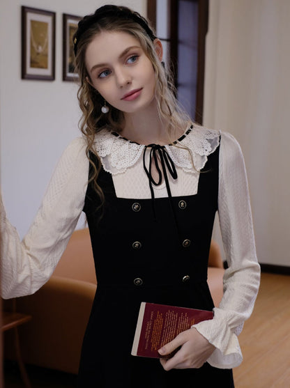 レースフェイクピース 2フリルドレスカラー