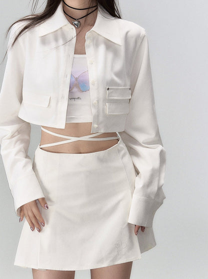 Fashionable Skirt Two-piece Jacket Coat + Short