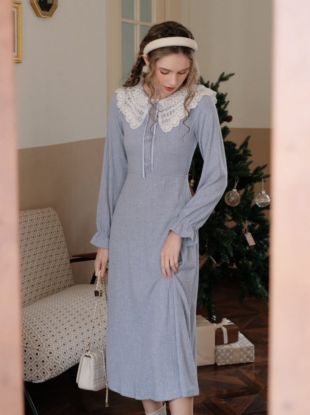 ドレス ブルー レトロ エレガント