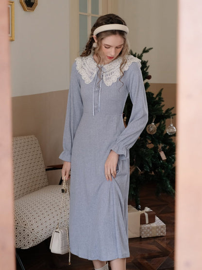 ドレス ブルー レトロ エレガント