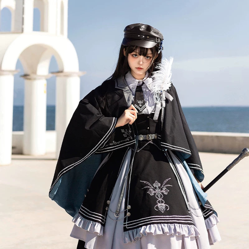 Dark Night Contract Gothic Lolita Dress Set Cloak & Vest
