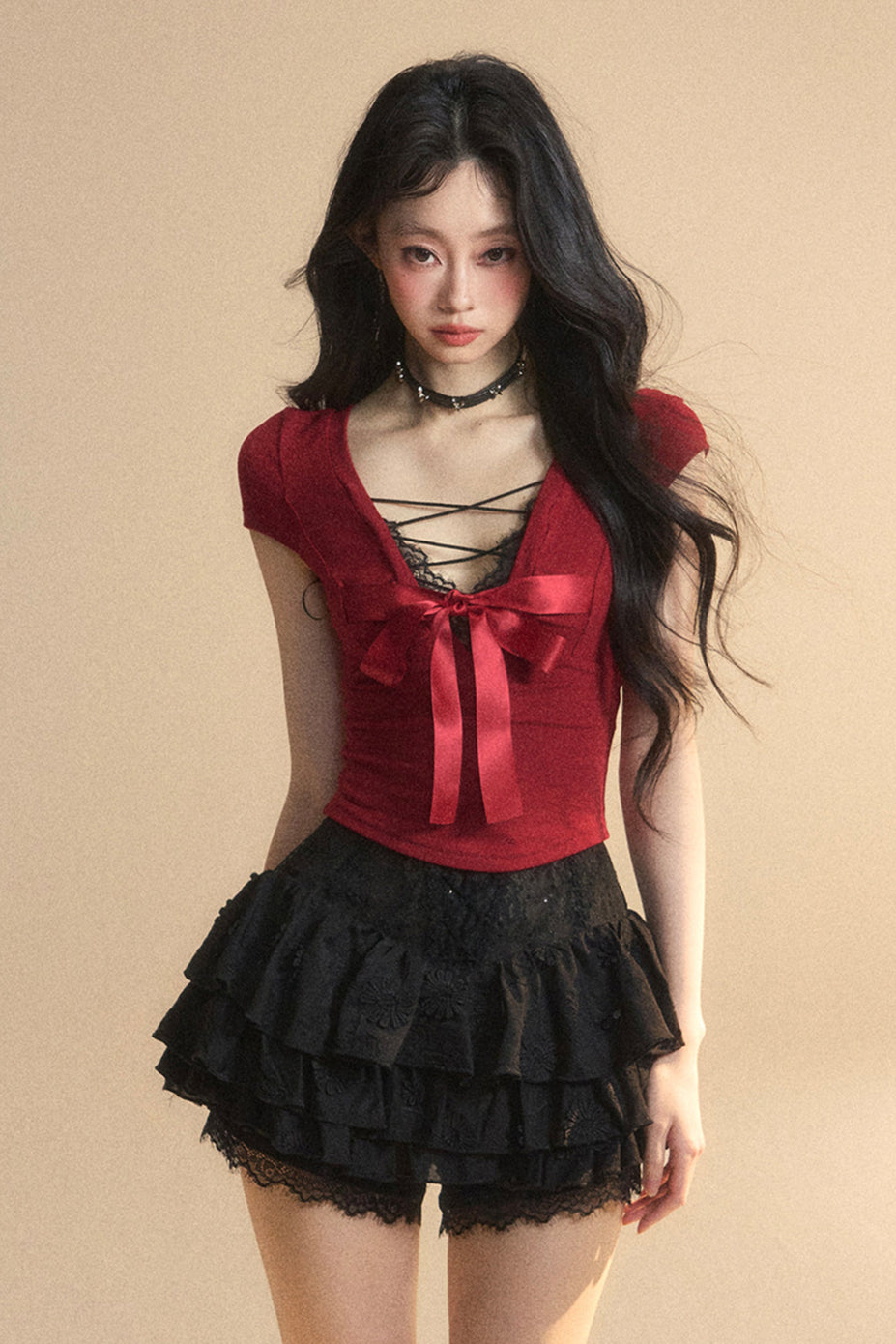 トップ予約 リボントリム レース シック クロップ