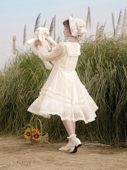 Sunflower Pure Dress White Sweet Lolita