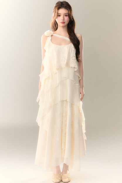 ロゼル イレギュラー ドレス ロング マルチレイヤー ヘビースカート