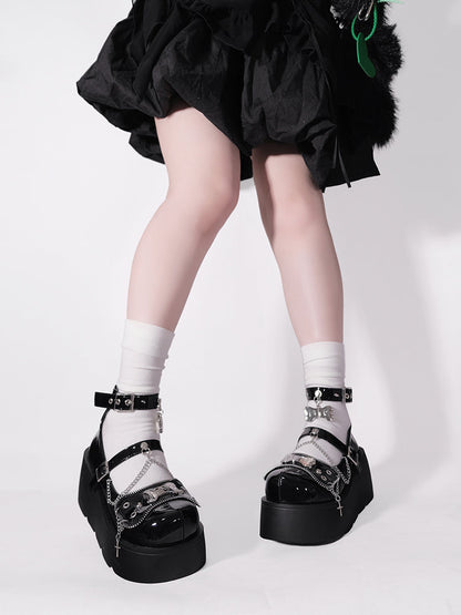プラットフォームリベットパンクボーンミレニアムシューズ