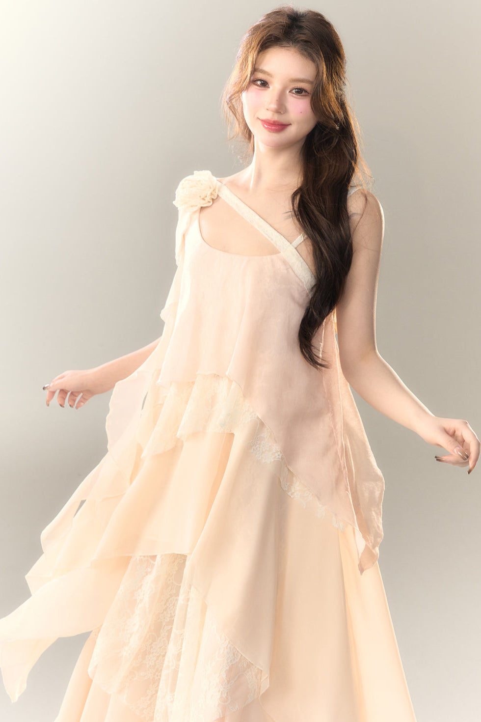 ロゼル イレギュラー ドレス ロング マルチレイヤー ヘビースカート