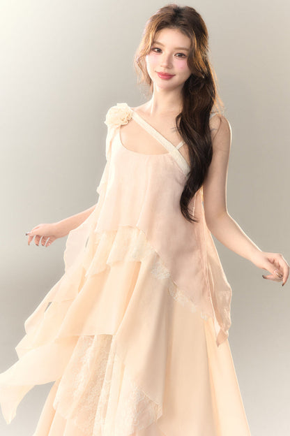 ロゼル イレギュラー ドレス ロング マルチレイヤー ヘビースカート