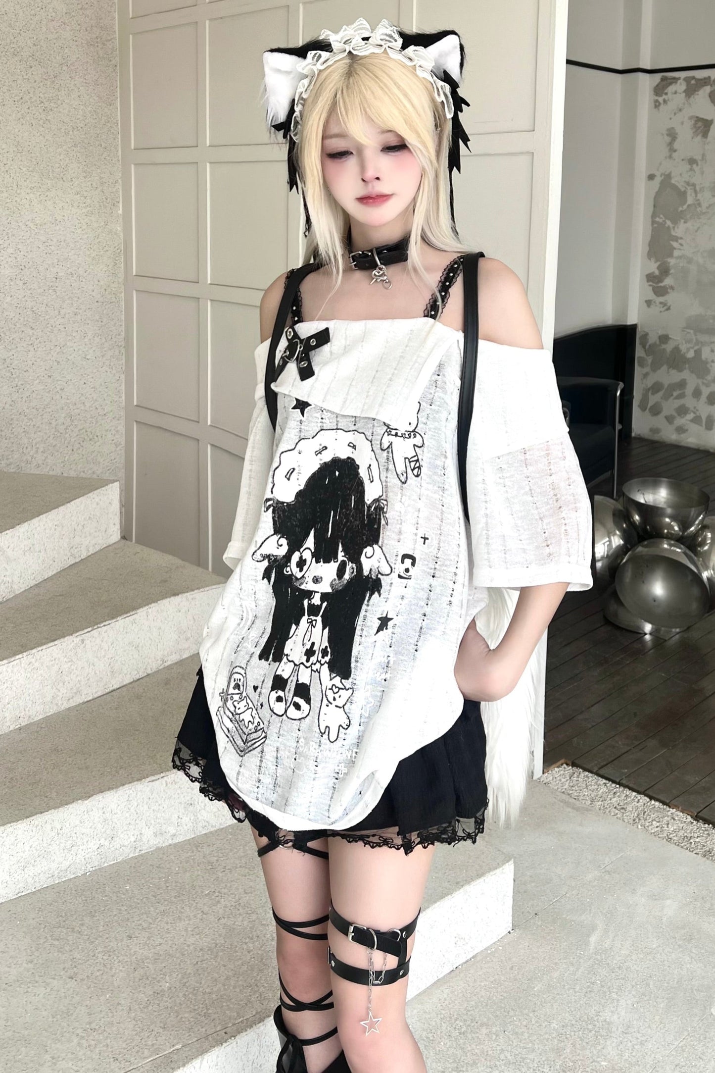 Süßes Top Print Smock Anime