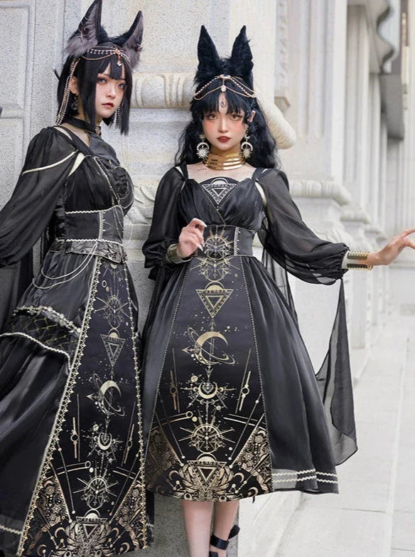 フルスリーブモデル シースルーショートヤーンドレス ショルダー + サス + ナイトメアホルス