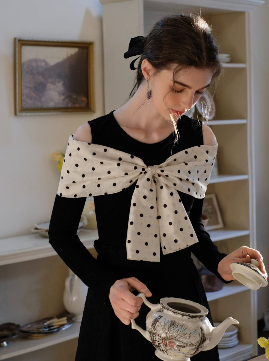 ロングスカート ブラウンボブトップ ドットクイーン+シュガー