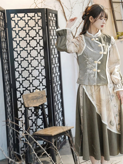 Ausgestelltes Top + Rock mit Print China