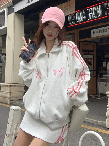 リボンアームスカートカジュアル+ジャケットタイト