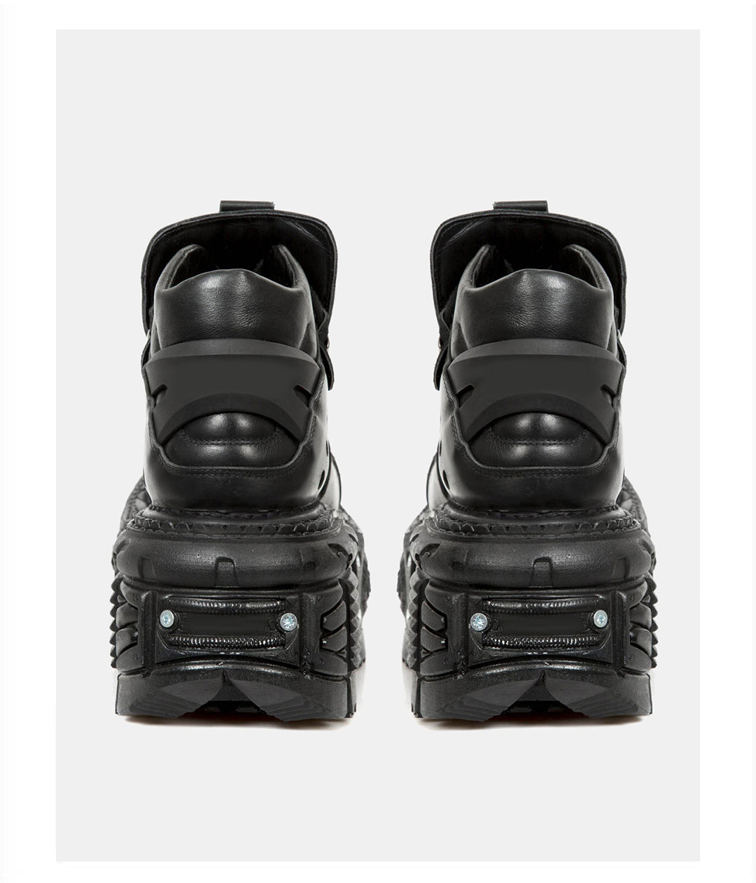 チェーンパンクメタルプラットフォームプレーンダークシューズハイトップ