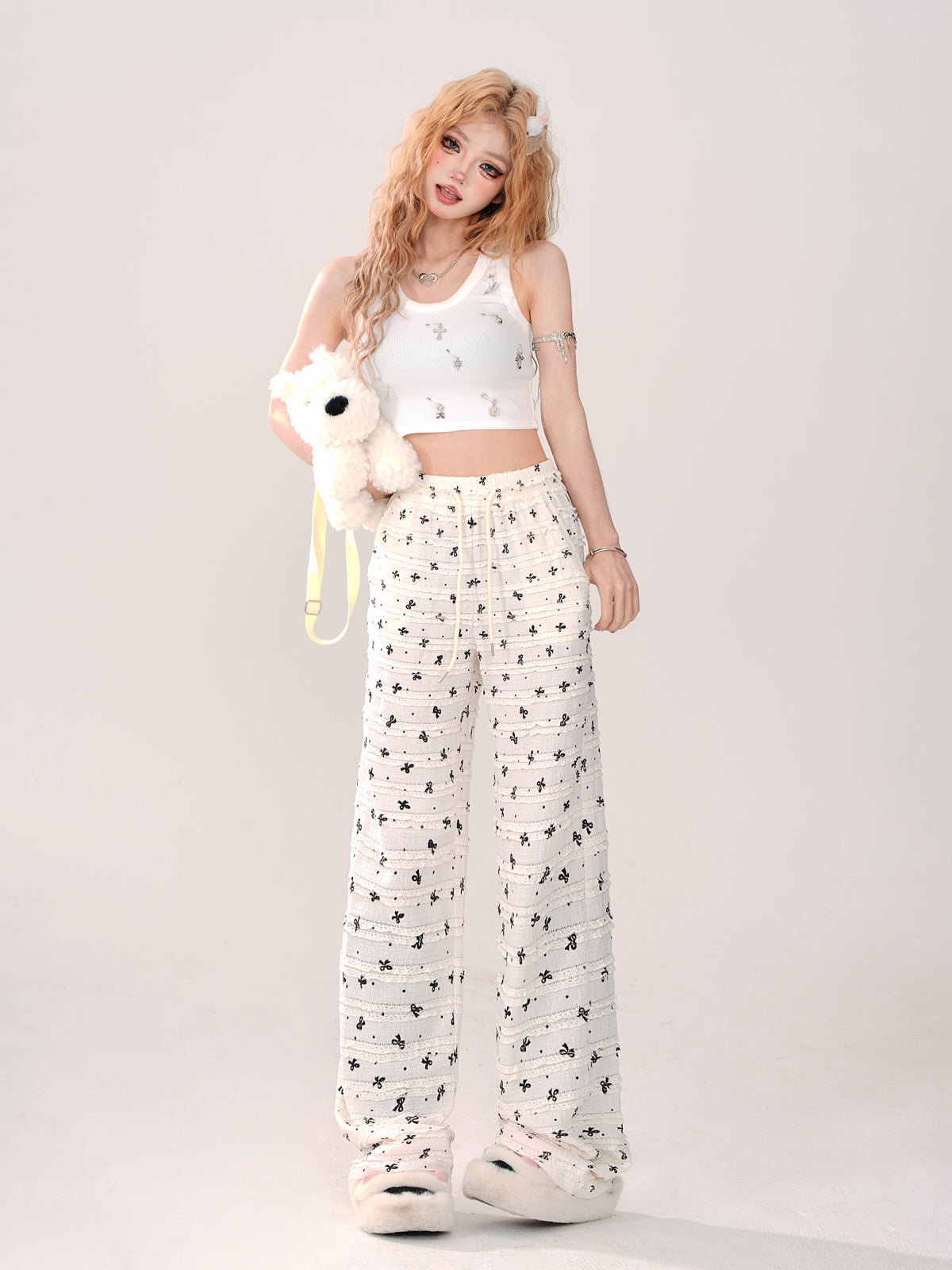 ゆったりリボンクールカジュアルパンツ