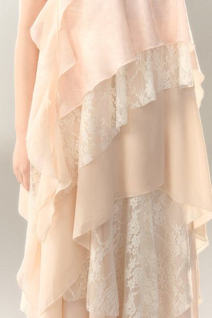 ロゼル イレギュラー ドレス ロング マルチレイヤー ヘビースカート