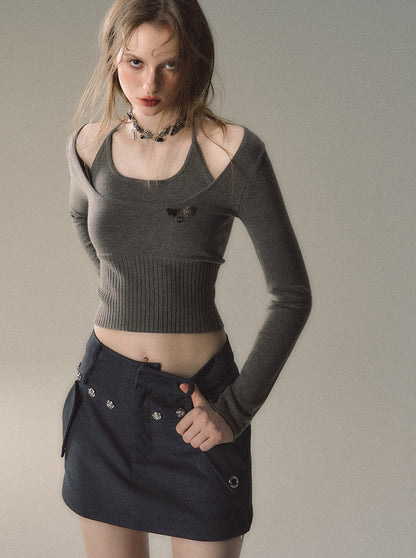 Zweiteiliges Neckholder-Top mit Rim-Ausschnitt