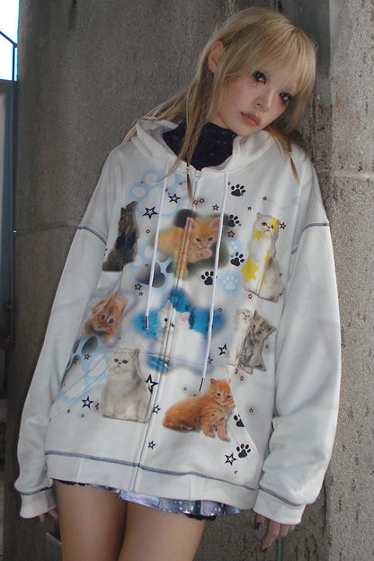 Buntes Sweatshirt Spray Cat Art