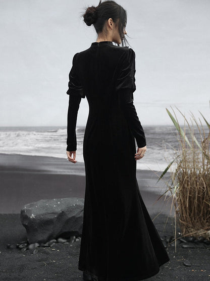 Rock Retro Schlitz Lange Dunkle Spitze Spleißen