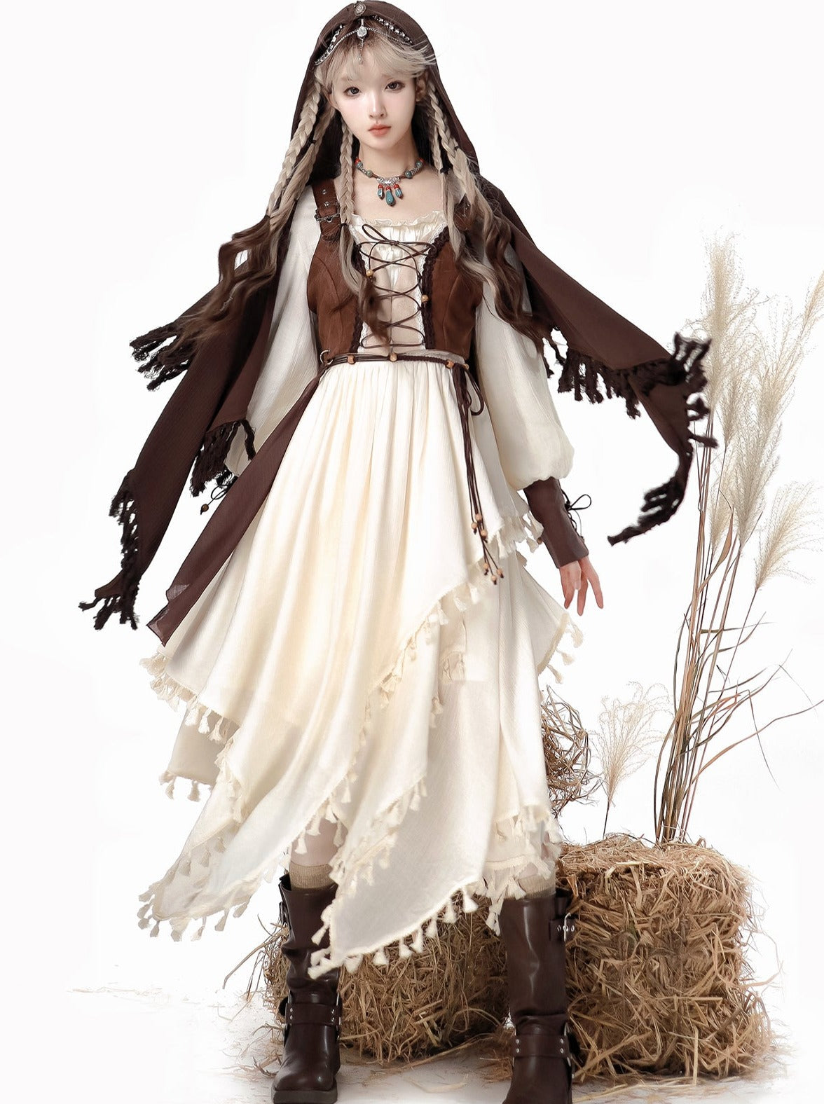 Stil Kleid Exotische Weste Cape