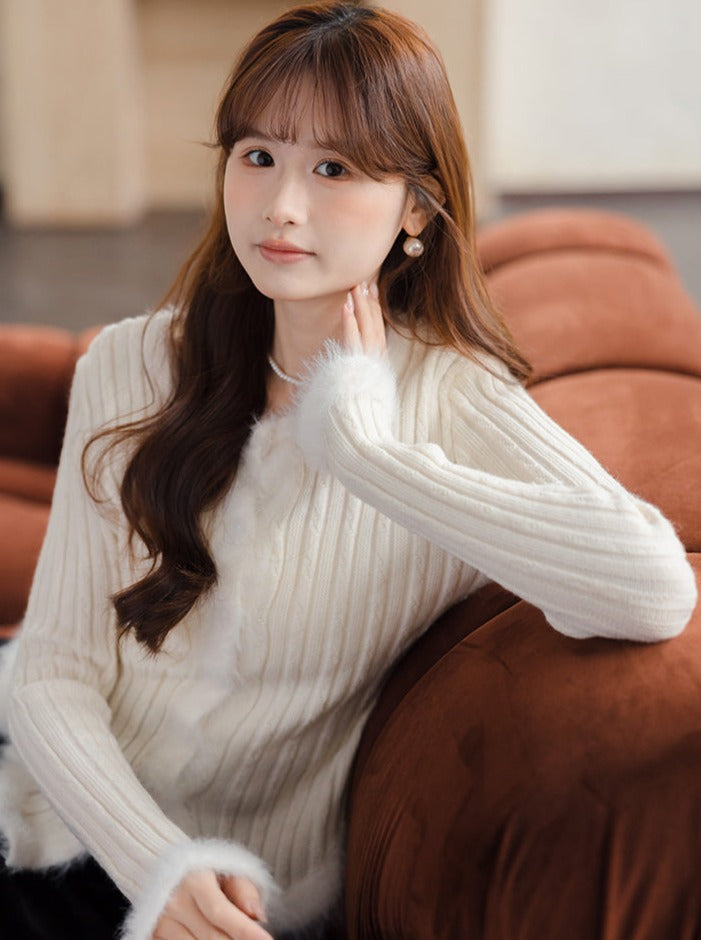 スリムスイートセーター ツイストトップファー