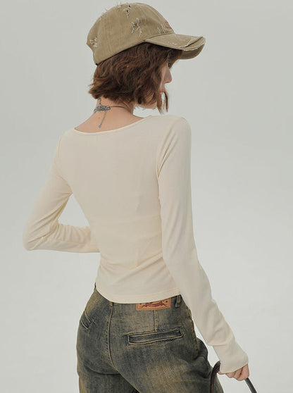 Slim Pleated Top Cache-coeur V-neck