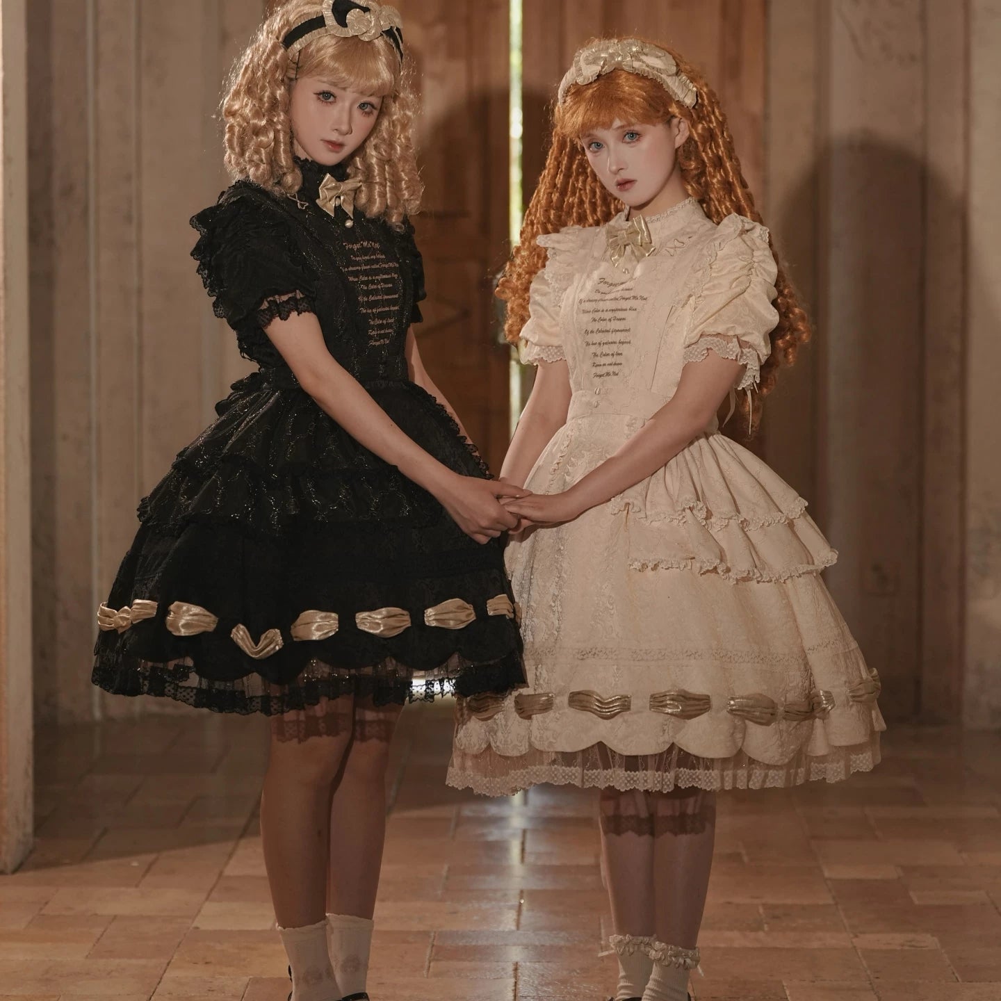 Dream Poem Sweet Classic Lolita OP Dress with Apron Two-Piece
