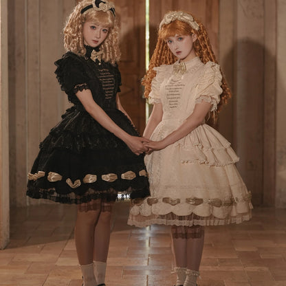 Dream Poem Sweet Classic Lolita OP Dress with Apron Two-Piece