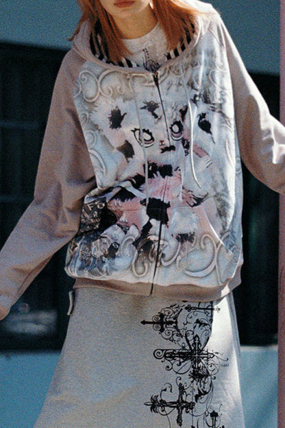 Sweatshirt Hase Hoodie Graffiti Übergroß