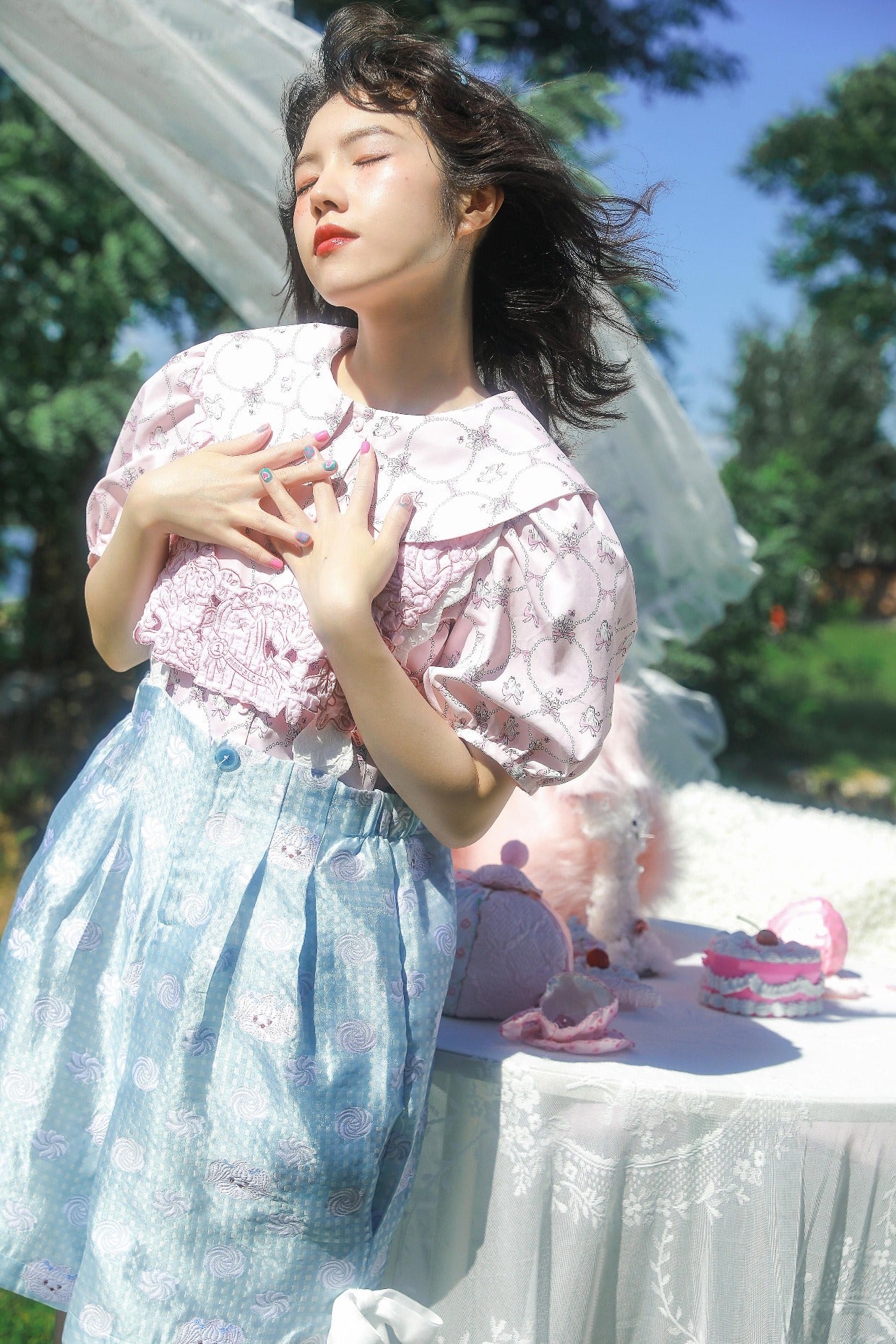 バブルスリーブアイランドスウィートシャツ