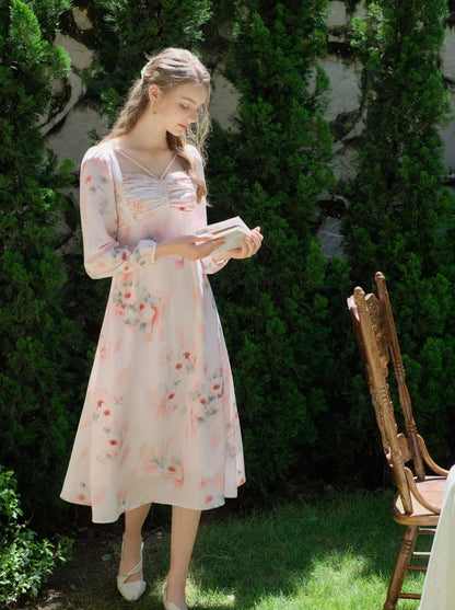 ドレス 花柄 レトロ エレガント