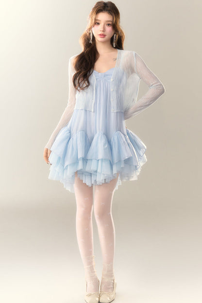 Perlensaum-Sohlenkleid Sweet Cami Salt Sea