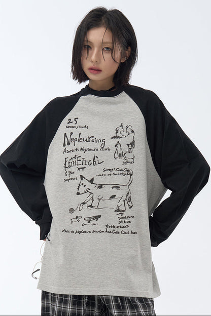 ストリートTシャツ アートパッチワーク ロングスリーブ