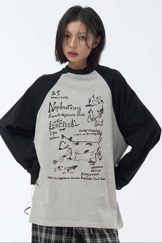 ストリートTシャツ アートパッチワーク ロングスリーブ