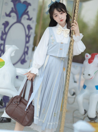 Pleated China + Blouse Idol Vest Skirt